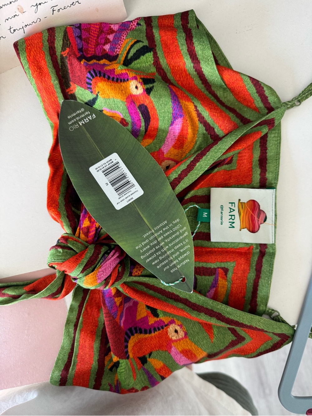 FARM Rio Toucan Scarf Crop Top and Midi Skirt matching set - Picture 11 of 14